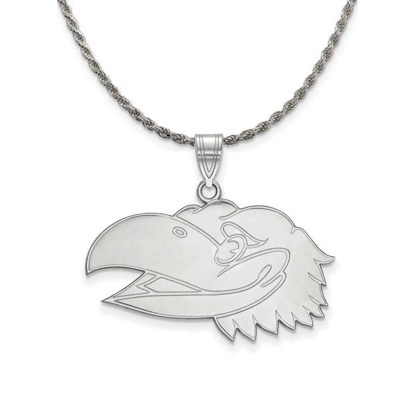 Sterling Silver U. Of Kansas Jayhawks Large Logo Necklace - 18 Inch